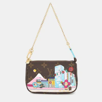 Pre-owned Louis Vuitton Mini Pochette Accessoires Blue Monogram Vivienne Tokyo In Brown