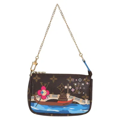 Pre-owned Louis Vuitton Mini Pochette Accessoires Canvas Clutch Bag () In Brown