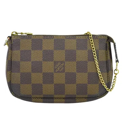 Pre-owned Louis Vuitton Mini Pochette Accessoires Canvas Clutch Bag () In Brown