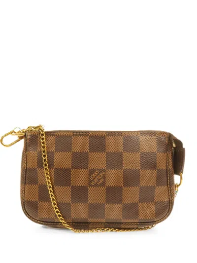 Pre-owned Louis Vuitton Mini Pochette Accessoires Damier Shoulder Bag In Brown