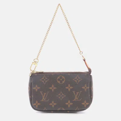 Pre-owned Louis Vuitton Mini Pochette Accessoires Handbag Monogram Canvas In Brown
