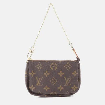 Pre-owned Louis Vuitton Mini Pochette Accessoires Monogram In Brown