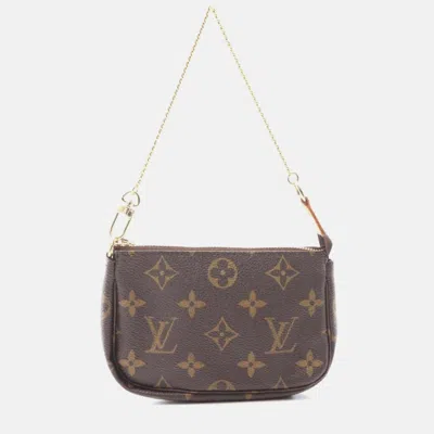 Pre-owned Louis Vuitton Mini Pochette Accessoires Monogram In Brown