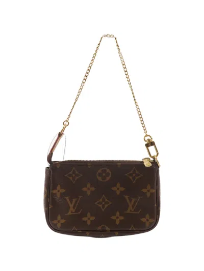 Pre-owned Louis Vuitton Mini Pochette Accessoires Monogram Canvas Tote Bag In Brown