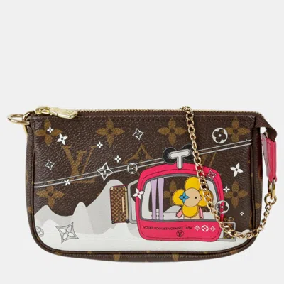 Pre-owned Louis Vuitton Mini Pochette Accessua Pouch In Brown