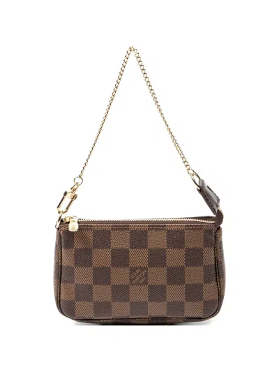 Pre-owned Louis Vuitton Mini Pochette Damier Ebène Shoulder Bag In Brown