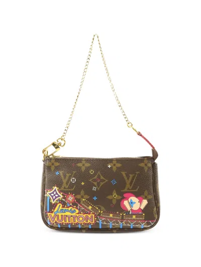 Pre-owned Louis Vuitton Mini Pochette Holiday Edition Shoulder Bag In Brown