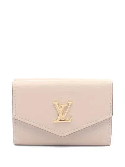Pre-owned Louis Vuitton Mini Portefeuille Rock Greige Trifold Leather Wallet In Neutral