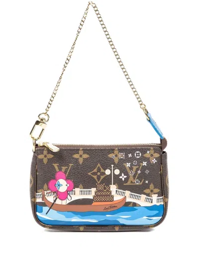 Pre-owned Louis Vuitton Mini Vivienne Pochette Accessoires Clutch Bag In Brown