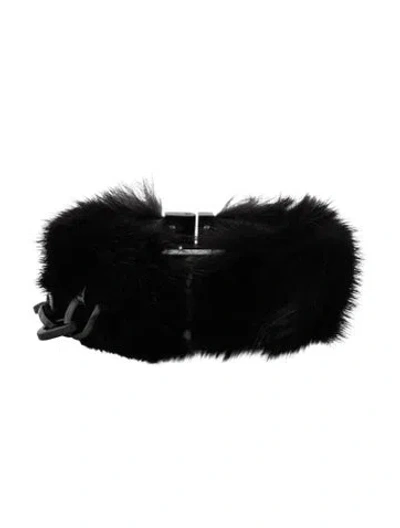 Pre-owned Louis Vuitton Mink & Suede Lock Me Hinged Bangle Bracelet, 6.5" In Black