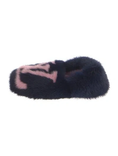 Pre-owned Louis Vuitton Mink Graphic Print Slippers In Blue