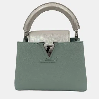 Pre-owned Louis Vuitton Mint Green Leather Mini Capucines Bag