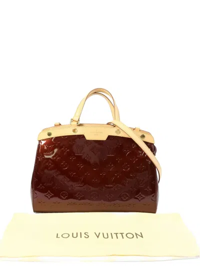 Pre-owned Louis Vuitton Mm Brea Monogram Vernis Tote Bag In Red