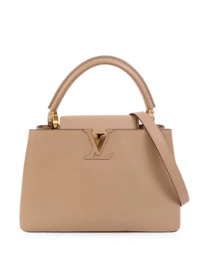 Pre-owned Louis Vuitton Mm Capucines Tote Bag In Neutral