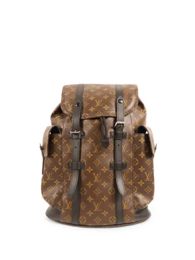 Pre-owned Louis Vuitton Mm Christopher Monogram Macassar Backpack In Brown