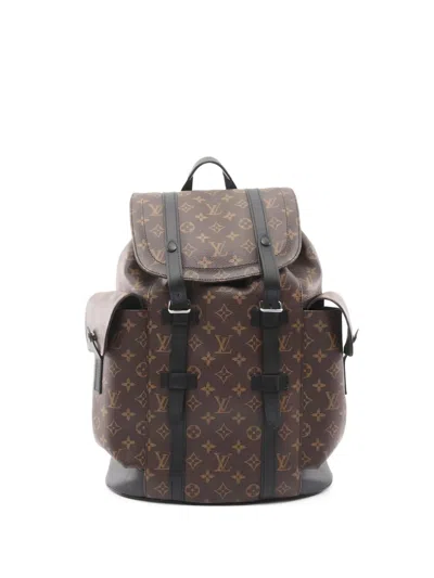 Pre-owned Louis Vuitton Mm Cristopher Monogram-pattern Backpack In Brown