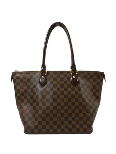 Pre-owned Louis Vuitton Mm Damier Saleya Tote Bag In Brown