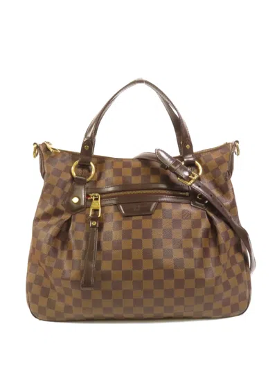 Pre-owned Louis Vuitton Mm Evora Damier Ebène Tote Bag In Brown
