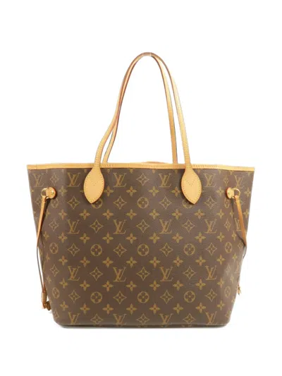 Pre-owned Louis Vuitton Mm Monogram Neverfull Tote Bag In Brown