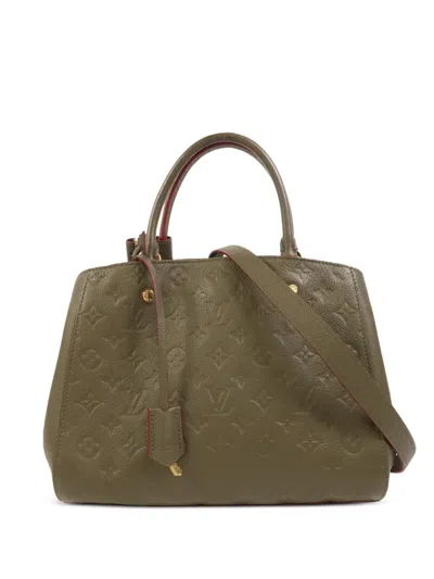 Pre-owned Louis Vuitton Mm Montaigne Monogram Empreinte Tote Bag In Green