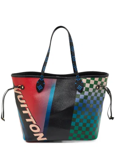 Louis Vuitton Mm Neverfull Damier Canvas Tote Bag In Black