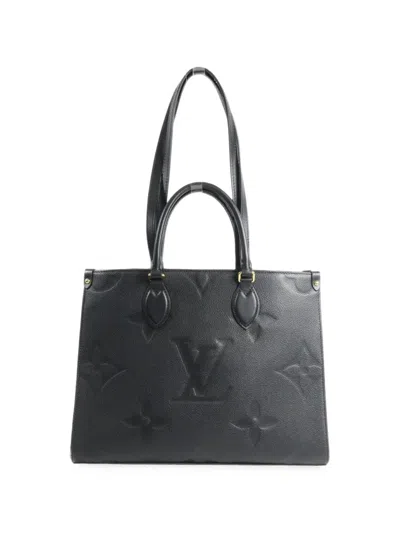 Pre-owned Louis Vuitton Mm On The Go Monogram Tote Bag In Black