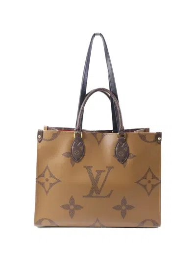 Pre-owned Louis Vuitton Mm On The Go Monogram-pattern Tote Bag In Brown