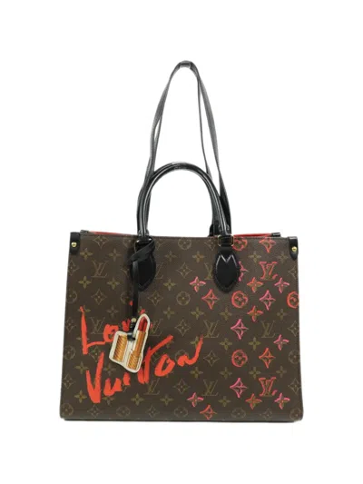 Pre-owned Louis Vuitton Mm Onthego Fall In Love Two-way Tote Bag In Brown