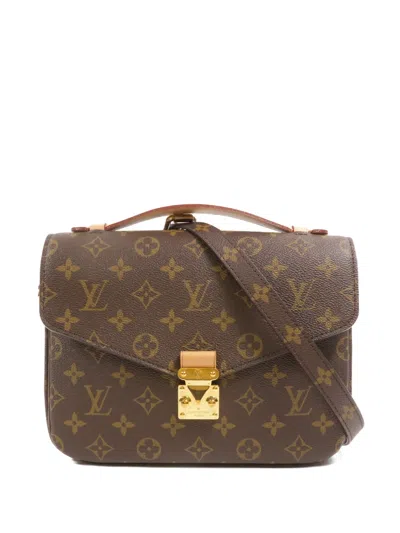 Pre-owned Louis Vuitton Mm Pochette Metis Monogram Tote Bag In Brown