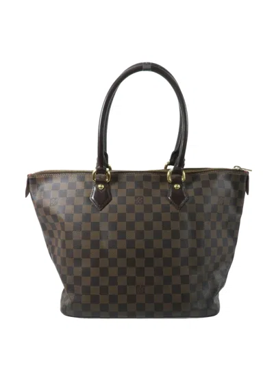 Pre-owned Louis Vuitton Mm Saleya Damier Handbag In Brown