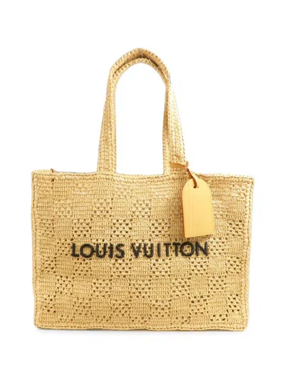 Pre-owned Louis Vuitton Mm Summer Shopper Tote Bag In Neutrals