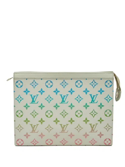 Pre-owned Louis Vuitton Mm Voyage Monogram-canvas Clutch Bag In Neutral