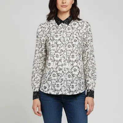 Pre-owned Louis Vuitton Monochrome Floral Print Silk Long Sleeves Shirt M In White