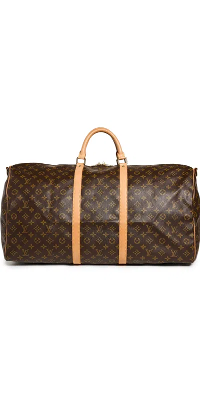 Pre-owned Louis Vuitton Monogram Ab Keepall Bandouliere 60 Duffle Brown