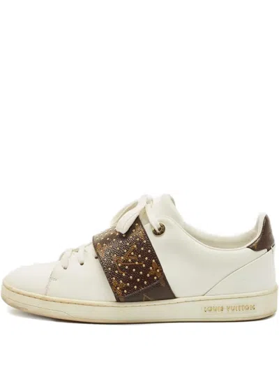 Pre-owned Louis Vuitton Monogram-band Sneakers In White