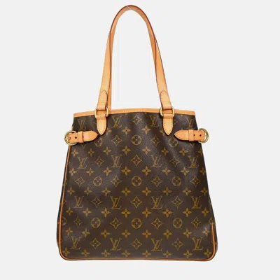 Pre-owned Louis Vuitton Monogram Batignolles Vertical Tote Handbag In Brown