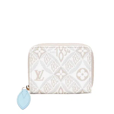 Pre-owned Louis Vuitton Monogram Beige White Canvas Leather Coin Purse/coin Case () In Multi
