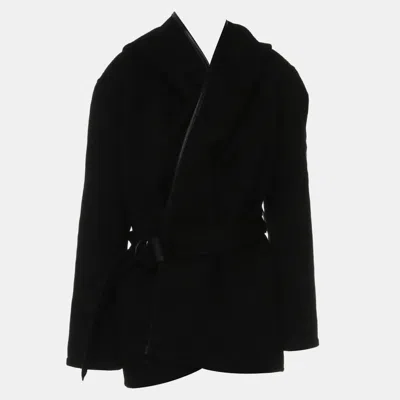 Pre-owned Louis Vuitton Monogram Belted Short Wrap In Black