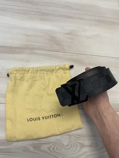 Pre-owned Louis Vuitton Monogram Big Logo Belt In Black