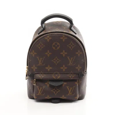 Pre-owned Louis Vuitton Monogram Black Brown Coated Canvas Leather Backpack Handbag () In Multi