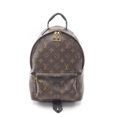 Pre-owned Louis Vuitton Monogram Black Brown Coated Canvas Leather Backpack () In Multi
