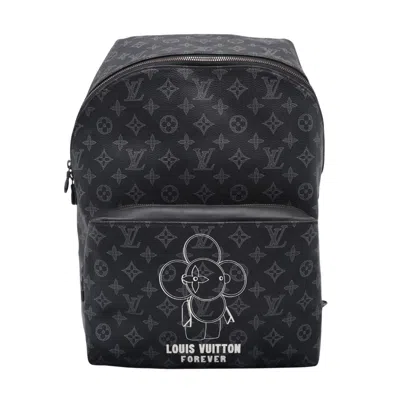 Pre-owned Louis Vuitton Monogram Black Gray White Coated Canvas Leather Backpack () In Black, Gray, White