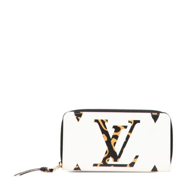 Pre-owned Louis Vuitton Monogram Black White Leather Long Wallet (bi-fold) () In Multi
