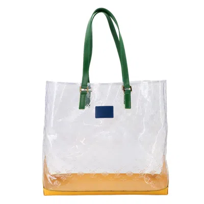 Pre-owned Louis Vuitton Monogram Blue Clear Yellow Vinyl Tote Bag () In Multi