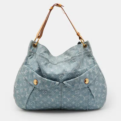 Pre-owned Louis Vuitton Monogram Blue Denim Daily Gm Bag