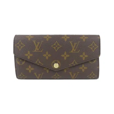 Pre-owned Louis Vuitton Monogram Blue Marron Coated Canvas Long Wallet (bi-fold) () In Blue, Marron