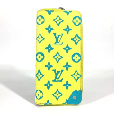 Pre-owned Louis Vuitton Monogram Blue Yellow Monogram Leather Long Wallet (bi-fold) () In Multi