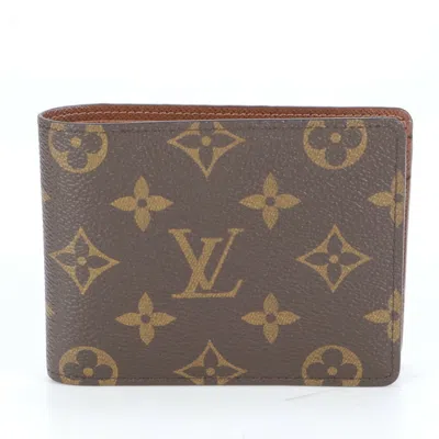 Pre-owned Louis Vuitton Monogram Brown Leather Coated Canvas Wallet (bi-fold) ()