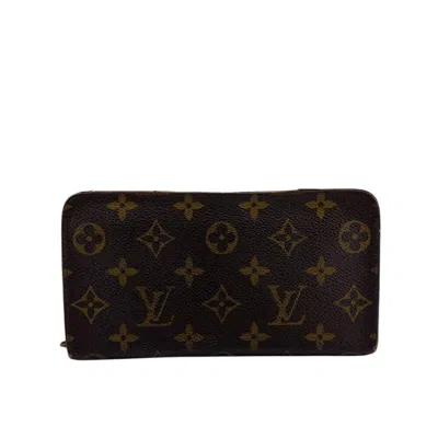 Pre-owned Louis Vuitton Monogram Brown Leather Long Wallet (bi-fold) ()