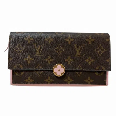 Pre-owned Louis Vuitton Monogram Brown Pink Monogram Long Wallet (bi-fold) () In Brown, Pink